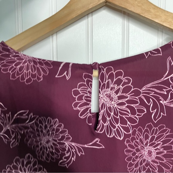 41 Hawthorn Top Large Purple Floral Casual Popover Spring Women’s Blouse Shirt - Picture 7 of 9